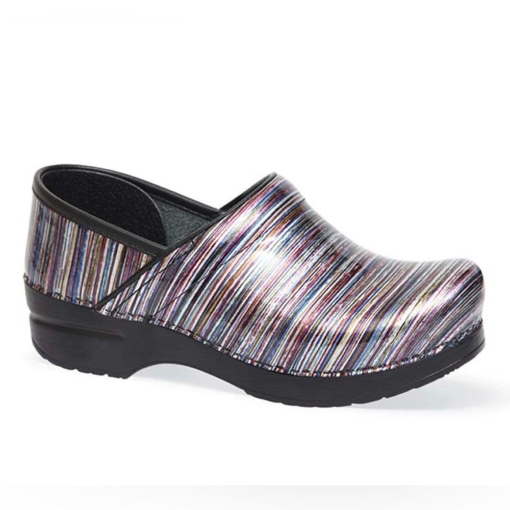 Dansko® Women's Pro XP Grey Stripe Patent Leather Clogs Women's EU 42 US 12